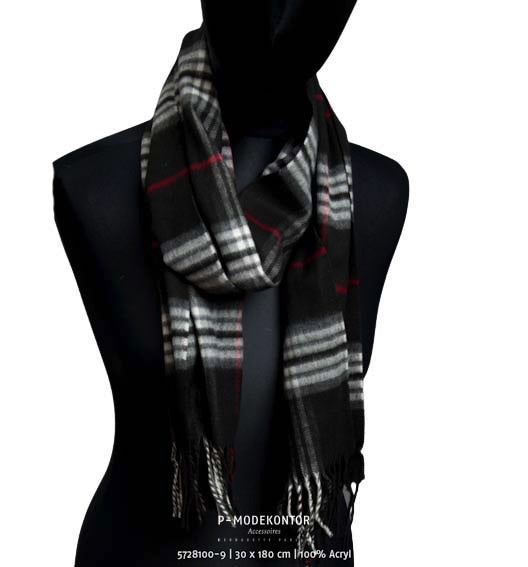 Winter sjaal zwart-grijs geruit