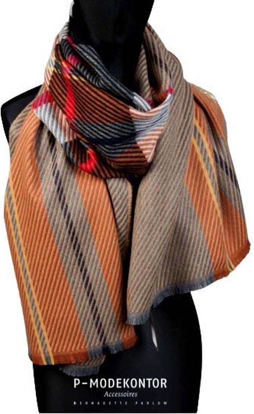 Winter sjaal bruin gestreept