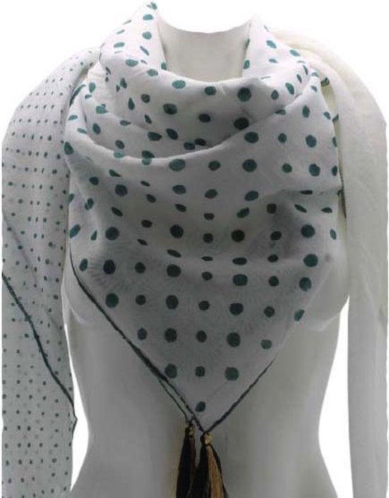 Sjaal vierkant wit-groen