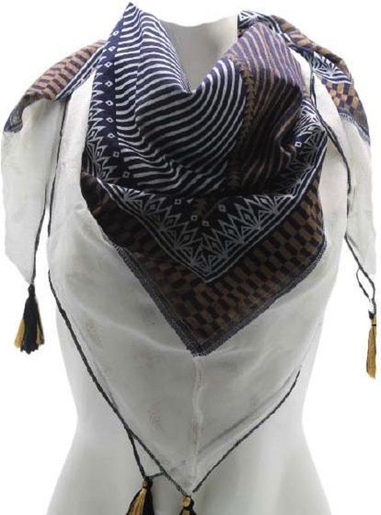 Vierkante sjaal wit-gestreept