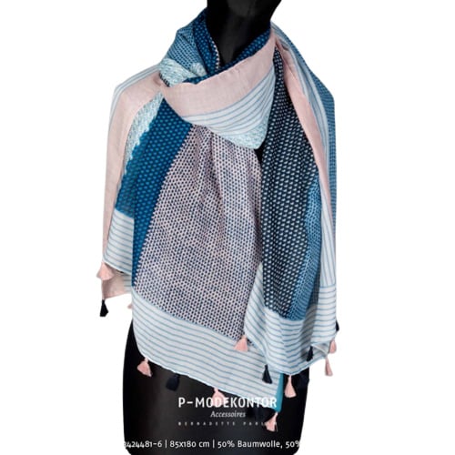 Dames sjaal blauw roze