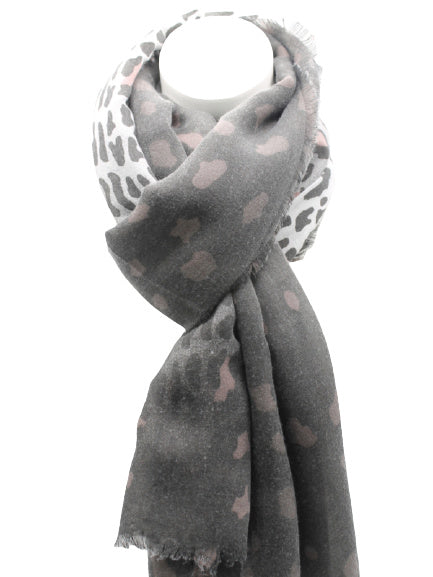 Tijger print sjaal grijs