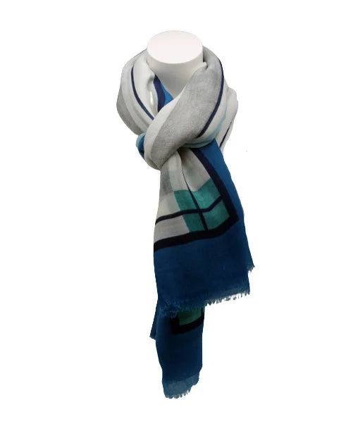 Dames sjaal blauw-wit