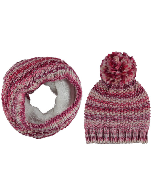 Winterset muts & colsjaal roze