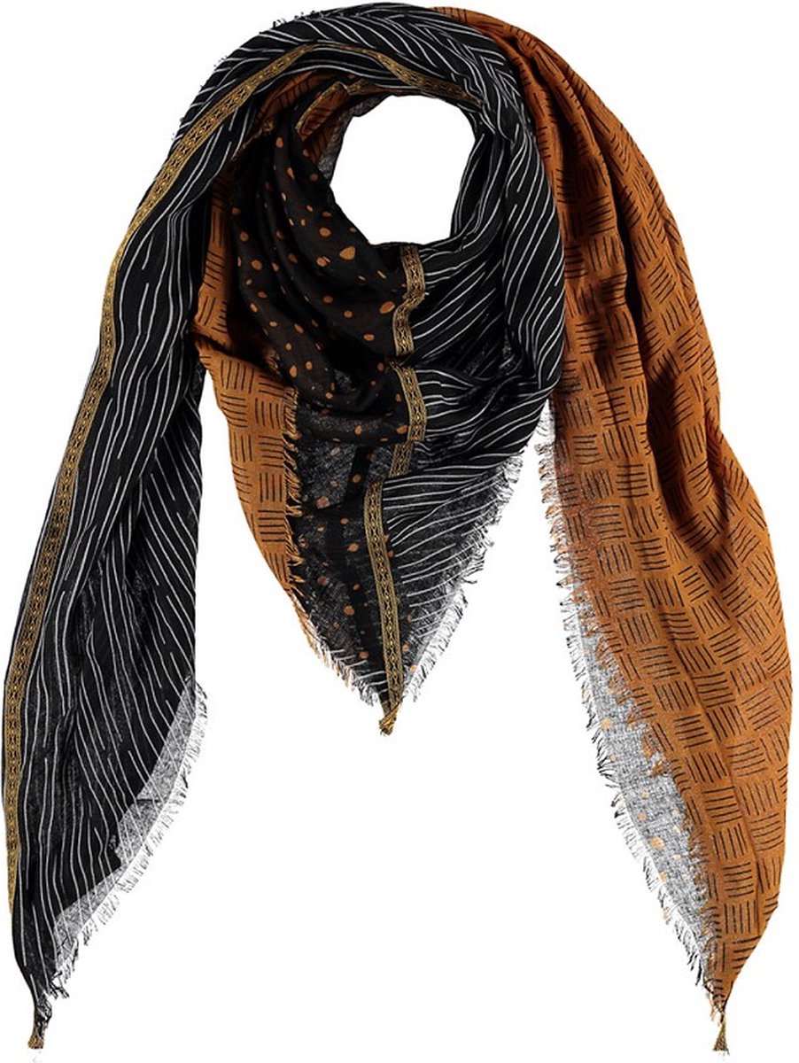 Sjaal vierkant zwart-bruin