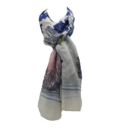 Dames sjaal blauw-wit