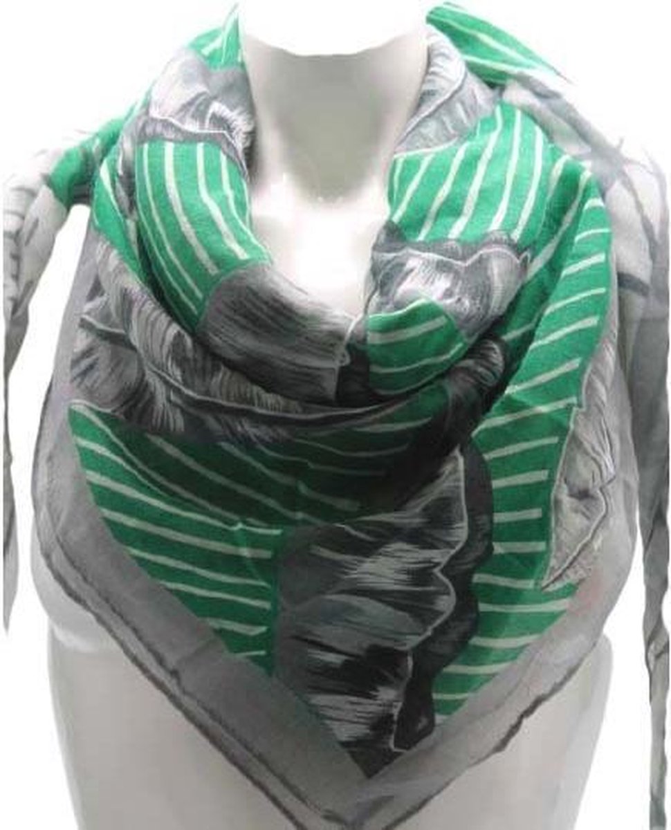 Sjaal vierkant groen-grijs