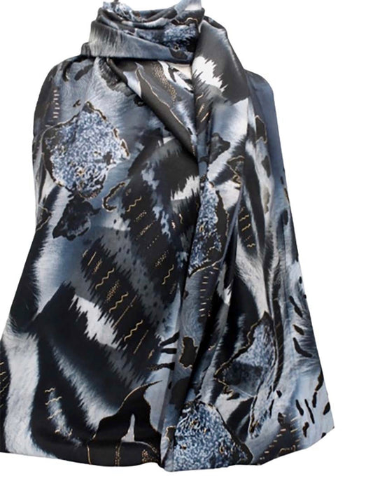 Dames sjaal blauw-zwart