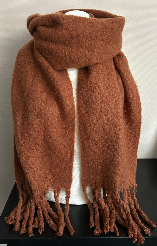 Wintersjaal effen bruin