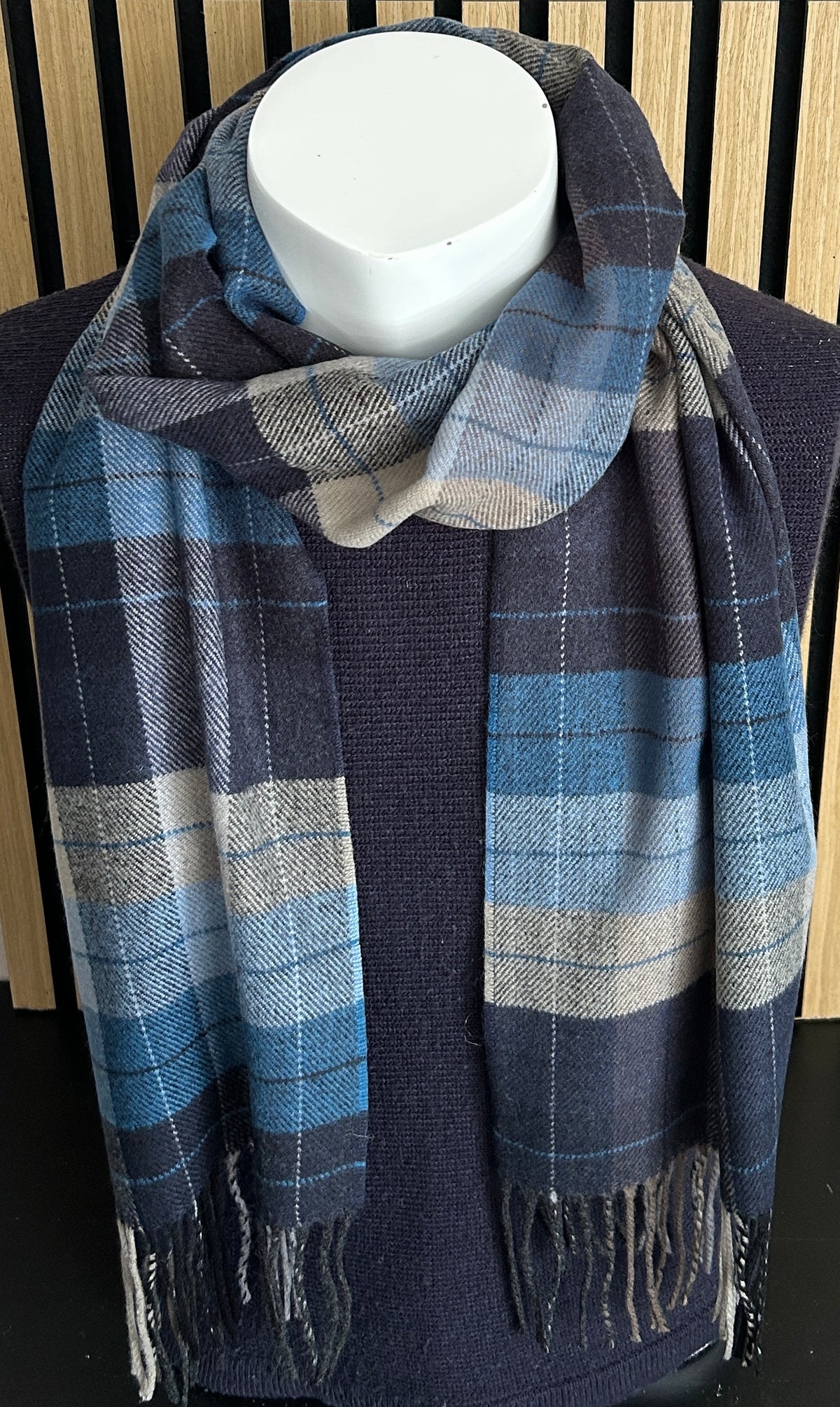 Heren sjaal blauw-beige