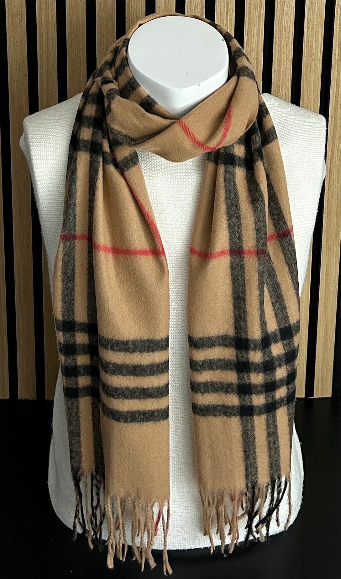 Wintersjaal camel geruit