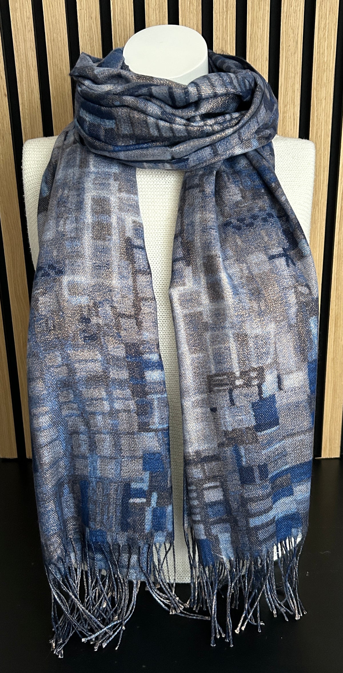 Dames sjaal blauw-goud
