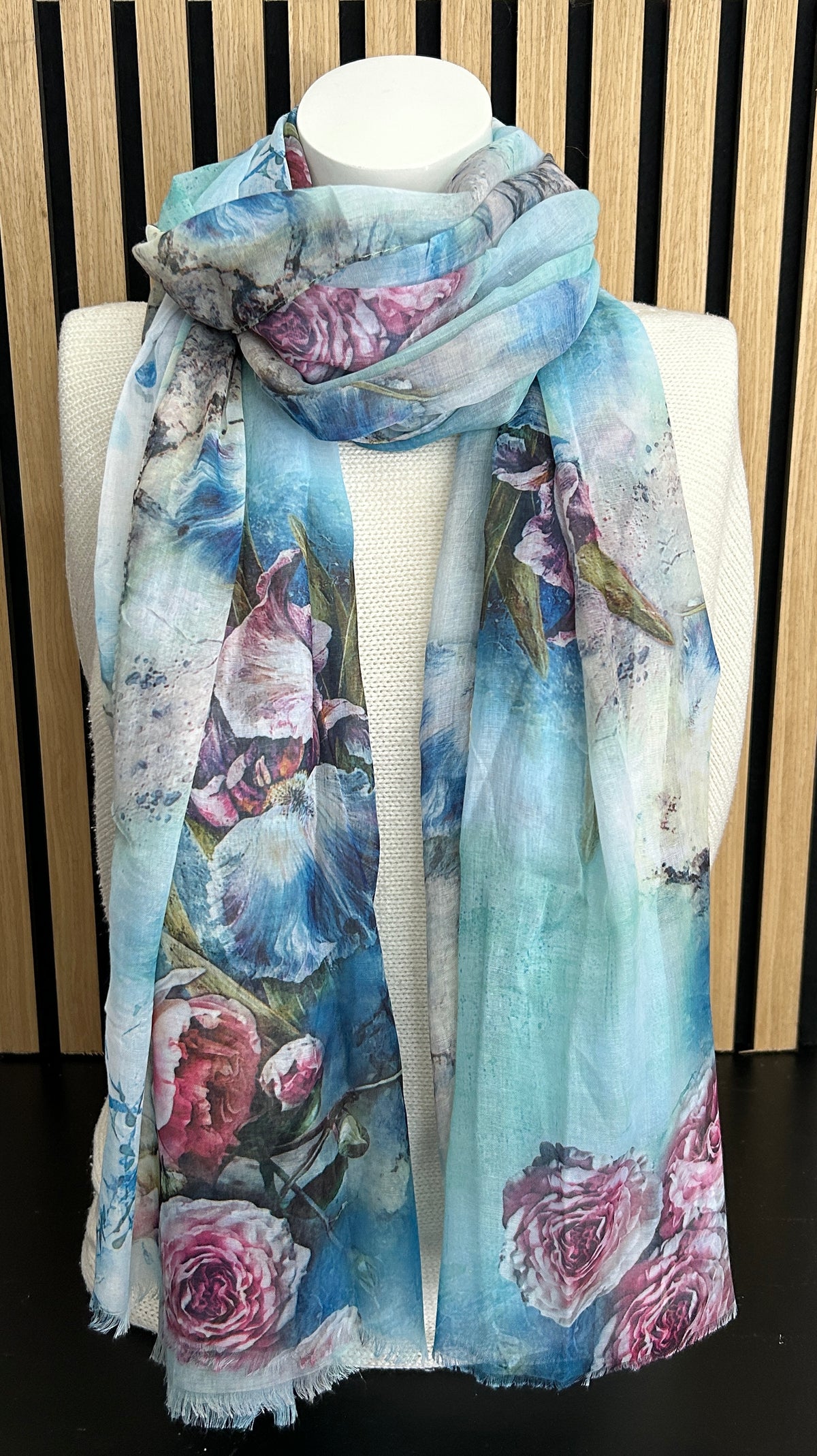 Dames sjaal blauw-roze