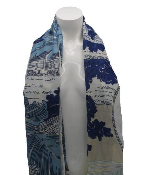 Sjaal dames blauw wit